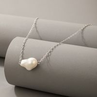 Nihaojewelry Wholesale Jewelry Simple Oval Pearl Pendant Thin Necklace sku image 1