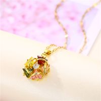 Wholesale Jewelry Colorful Flower Pendant 18k Gold Titanium Steel Necklace Nihaojewelry main image 3