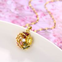 Wholesale Jewelry Colorful Flower Pendant 18k Gold Titanium Steel Necklace Nihaojewelry main image 5