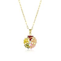 Wholesale Jewelry Colorful Flower Pendant 18k Gold Titanium Steel Necklace Nihaojewelry main image 6