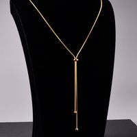 Vente En Gros Bijoux Arc Noeud Corde Réglable Collier En Acier Titane Nihaojewelry main image 3