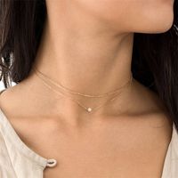 Stainless Steel 14K Gold Plated Fashion Plating U Shape Artificial Pearls Necklace main image 6