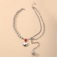 Wholesale Jewelry Heart Red Rhinestone Pearl Stitching Retro Necklace Nihaojewelry main image 1