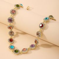 Wholesale Jewelry Colorful Round Inlaid Rhinestone Clavicle Chain Retro Style Necklace Nihaojewelry main image 1