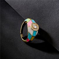 Nihaojewelry Wholesale Jewelry Fashion Colorful Dripping Open Gold-plated Copper Ring main image 3