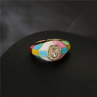Nihaojewelry Wholesale Jewelry Fashion Colorful Dripping Open Gold-plated Copper Ring main image 4