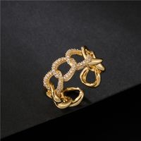 Nihaojewelry Wholesale Jewelry Copper Micro-inlaid Zircon Cuban Chain Shape Open Ring main image 1