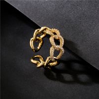 Nihaojewelry Wholesale Jewelry Copper Micro-inlaid Zircon Cuban Chain Shape Open Ring main image 3