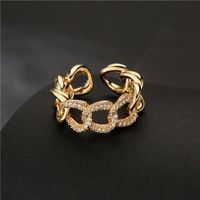 Nihaojewelry Wholesale Jewelry Copper Micro-inlaid Zircon Cuban Chain Shape Open Ring main image 4