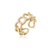 Nihaojewelry Wholesale Jewelry Copper Micro-inlaid Zircon Cuban Chain Shape Open Ring main image 6