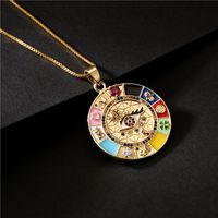 Wholesale Jewelry Bohemian Style Eye Pattern Pendant Copper Inlaid Zircon Necklace Nihaojewelry main image 1