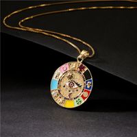 Wholesale Jewelry Bohemian Style Eye Pattern Pendant Copper Inlaid Zircon Necklace Nihaojewelry main image 3