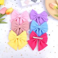 Wholesale Jewelry Solid Color Satin Fabric Chiffon Bow Hairpin Set Nihaojewelry main image 4