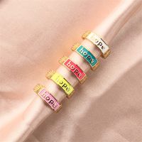 Nihaojewelry Wholesale Jewelry Creative Drip Enamel Letter Copper Gold-plated Ring main image 1