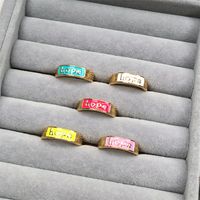 Nihaojewelry Wholesale Jewelry Creative Drip Enamel Letter Copper Gold-plated Ring main image 6