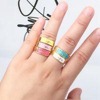 Nihaojewelry Wholesale Jewelry Creative Drip Enamel Letter Copper Gold-plated Ring main image 5