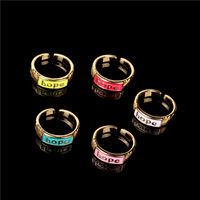 Nihaojewelry Wholesale Jewelry Creative Drip Enamel Letter Copper Gold-plated Ring main image 4