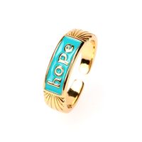 Nihaojewelry Wholesale Jewelry Creative Drip Enamel Letter Copper Gold-plated Ring main image 3