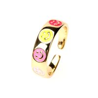 Nihaojewelry Wholesale Jewelry Simple Dripping Oil Smiley Face Flower Heart Star Ring main image 3