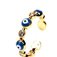 Nihaojewelry Wholesale Jewelry Retro Enamel Eyeball Copper Inlaid Zircon Open Ring main image 3