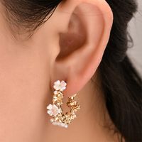 Wholesale Jewelry Lily Flower Petal Earrings C-shaped Earrings Nihaojewelry main image 1
