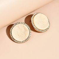 Wholesale Jewelry Frosted Button Round Diamond Earrings Nihaojewelry main image 3