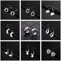 Wholesale Jewelry Rabbit Star Moon Pendant Stainless Steel Earrings Nihaojewelry main image 1