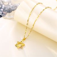 Wholesale Jewelry Six Pointed Star Colorful Zircon Titanium Steel Necklace Nihaojewelry main image 5