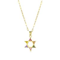 Wholesale Jewelry Six Pointed Star Colorful Zircon Titanium Steel Necklace Nihaojewelry main image 6