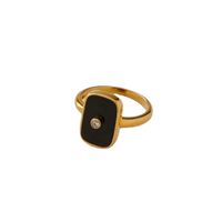 Nihaojewelry Wholesale Jewelry Retro Square Black 18k Gold-plated Stainless Steel Ring main image 6