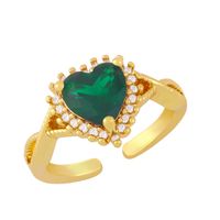 Wholesale Jewelry Gold-plated Heart-shaped Copper Inlaid Zircon Open Ring Nihaojewelry main image 4