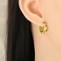 Vente En Gros Bijoux Motif Fleur Boucles D&#39;oreilles En Cuivre Plaqué Or Multicolore Nihaojewelry main image 3