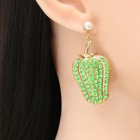 Wholesale Jewelry Vegetable Green Pepper Full Diamond Drop Earrings Nihaojewelry main image 6