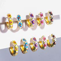 Wholesale Jewelry Geometric Heart Pattern Multicolor Copper Gold-plated Earrings Nihaojewelry main image 6