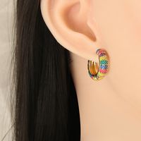 Wholesale Jewelry Geometric Stripe Pattern Multicolor Copper Earrings Nihaojewelry main image 3