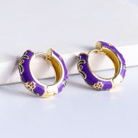 Wholesale Jewelry Geometric Flower Pattern Multicolor Copper Gold-plated Earrings Nihaojewelry main image 5