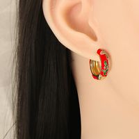 الجملة مجوهرات هندسية زهرة نمط متعدد الألوان النحاس الذهب-مطلي الأقراط Nihaojewelry main image 3