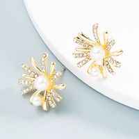 Wholesale Jewelry Alloy Flower Inlaid Pearl Earrings Nihaojewelry main image 3