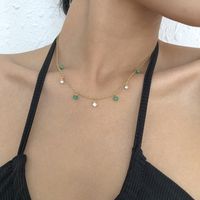 Wholesale Jewelry Thin Chain Emerald Pendant Necklace Nihaojewelry main image 3