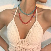 Wholesale Jewelry Colorful Chain Splicing Flower Pendant Necklace Nihaojewelry main image 4