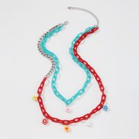 Wholesale Jewelry Colorful Chain Splicing Flower Pendant Necklace Nihaojewelry main image 5