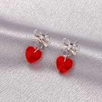 Wholesale Jewelry Bow Heart-shaped Rhinestone Pendant Earrings Nihaojewelry main image 3