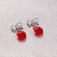 Wholesale Jewelry Bow Heart-shaped Rhinestone Pendant Earrings Nihaojewelry main image 4