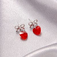 Wholesale Jewelry Bow Heart-shaped Rhinestone Pendant Earrings Nihaojewelry main image 5