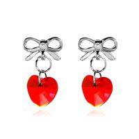 Wholesale Jewelry Bow Heart-shaped Rhinestone Pendant Earrings Nihaojewelry main image 6