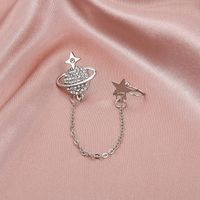 Wholesale Jewelry Long Chain Planet Inlaid Zircon Ear Clip Single Nihaojewelry main image 4