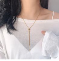 Vente En Gros Bijoux Arc Noeud Corde Réglable Collier En Acier Titane Nihaojewelry sku image 1