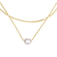 Stainless Steel 14K Gold Plated Fashion Plating U Shape Artificial Pearls Necklace sku image 2