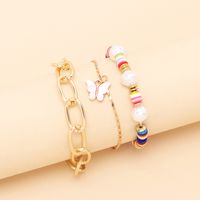 Wholesale Jewelry Pearl Beads Butterfly Pendant Multi-layer Bracelet Set Nihaojewelry sku image 1