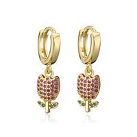 Wholesale Jewelry Copper Zircon Rose Earrings Nihaojewelry sku image 1
